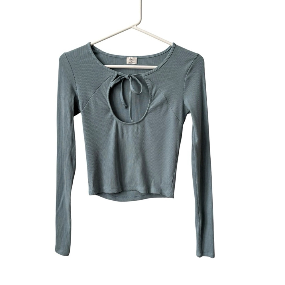 Wilfred Harlequin Ribbed Long Sleeve Cropped Sage Green Size Small